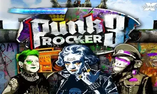 Pemandangan visual slot Punk Rocker 3 dengan tema Berlin yang penuh graffiti